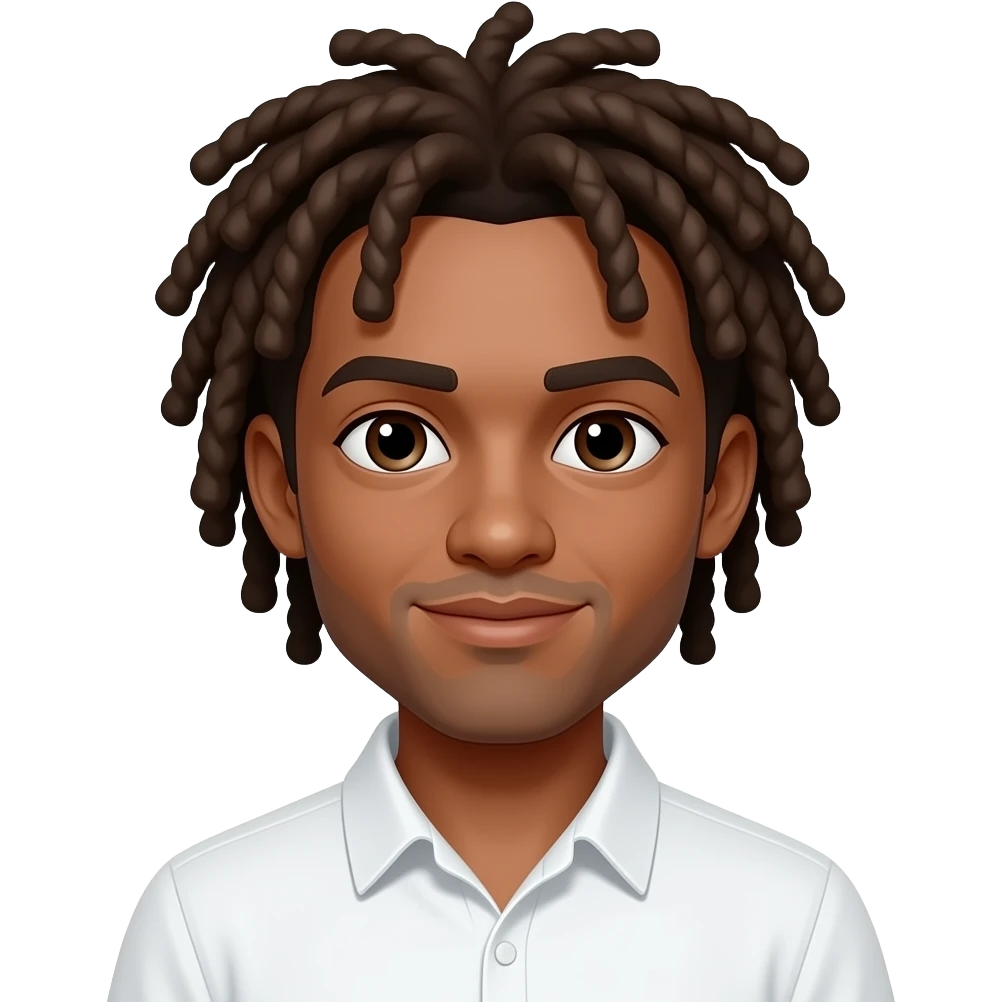Emoji de uma pessoa com camisa branca de dreads morena emoji