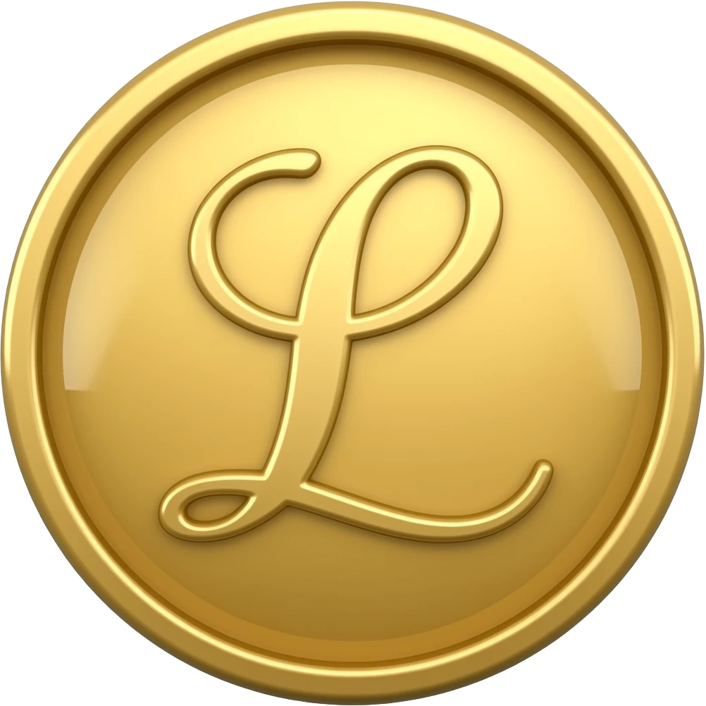 coin with the letter "L" in fancy letters and emoji