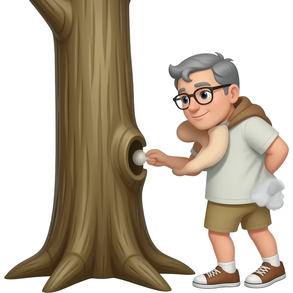 Pee behind the tree emoji