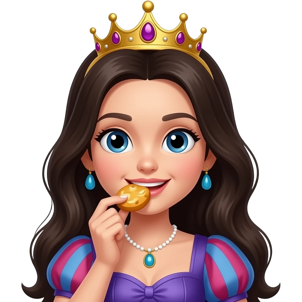 dark haired snacking queen emoji