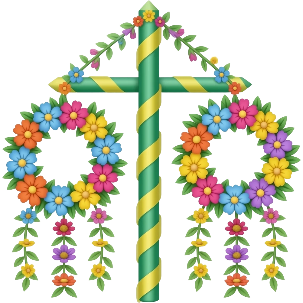 maypole midsummer green two rings multicolour flowers emoji