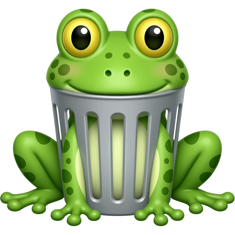 frog shape trash can emoji