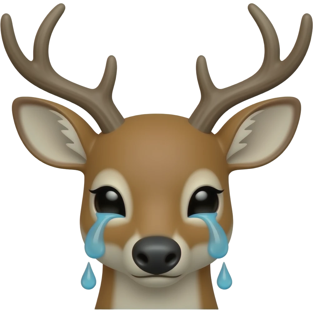 Crying deer head emoji