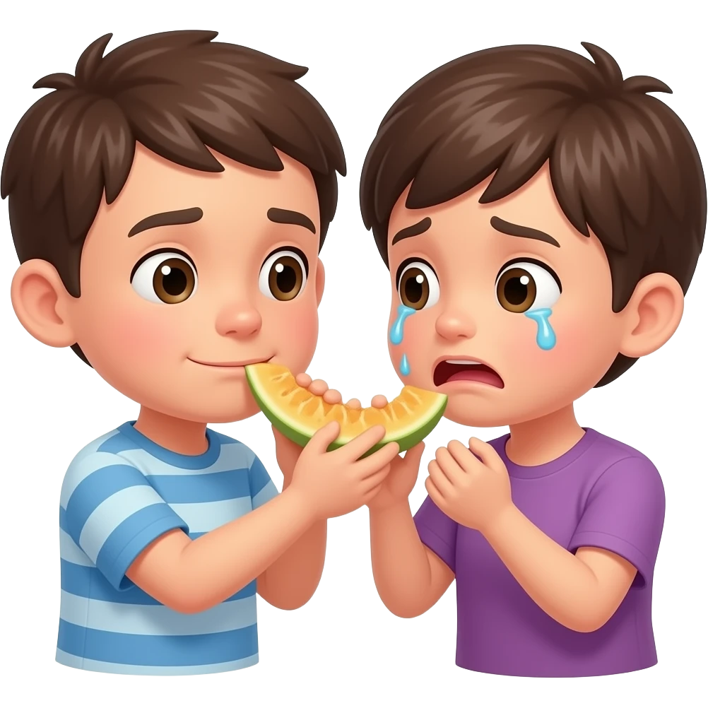 A boy eating a girl the girl crying emoji