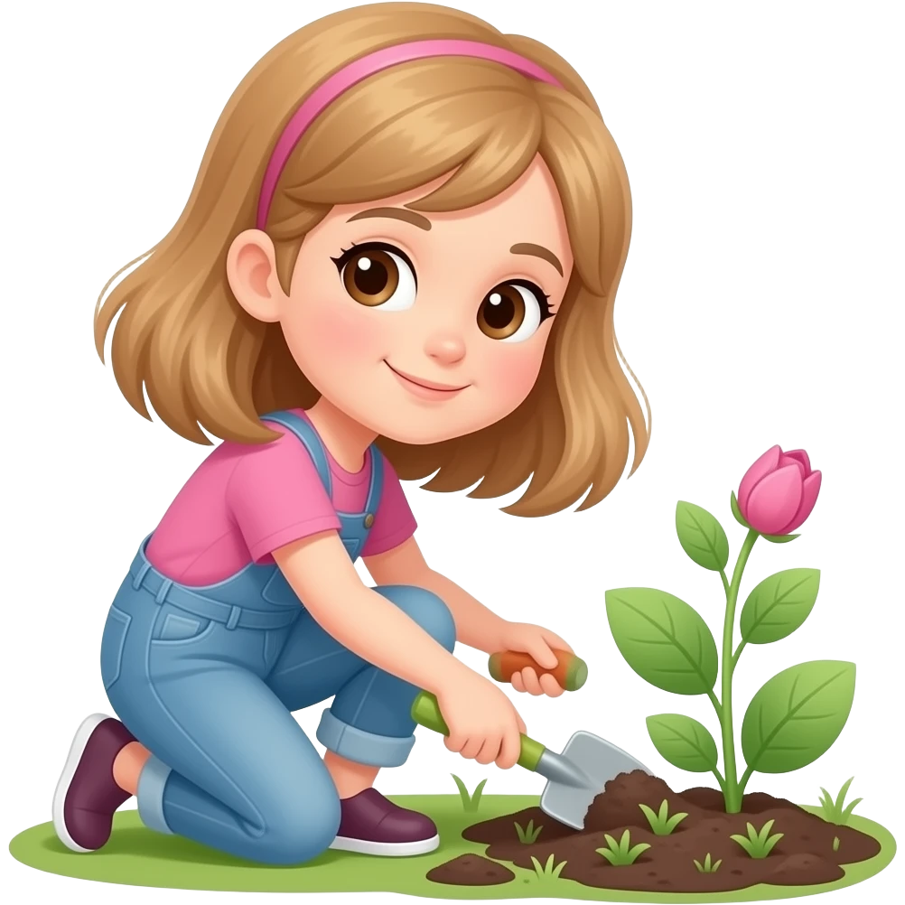 Девушка в розовом занимается садом emoji