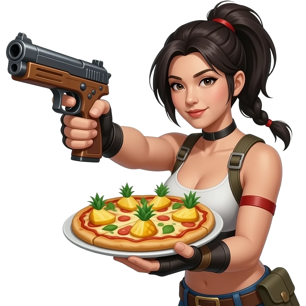 Caitlyn league  of legends  sniper gun shooting Chinese girl sexy pizza pineapple grinding emoji