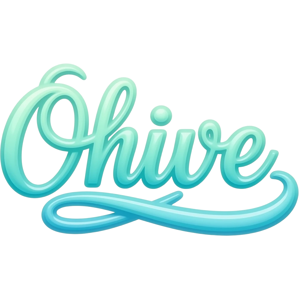 The word 'Online' in cursive fancy writing that's glowing blue green white OMBRE with no background emoji
