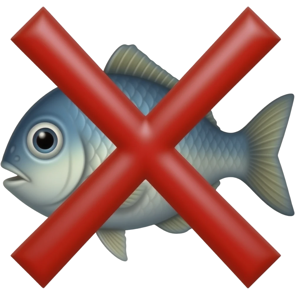 a fish with a red x through it emoji