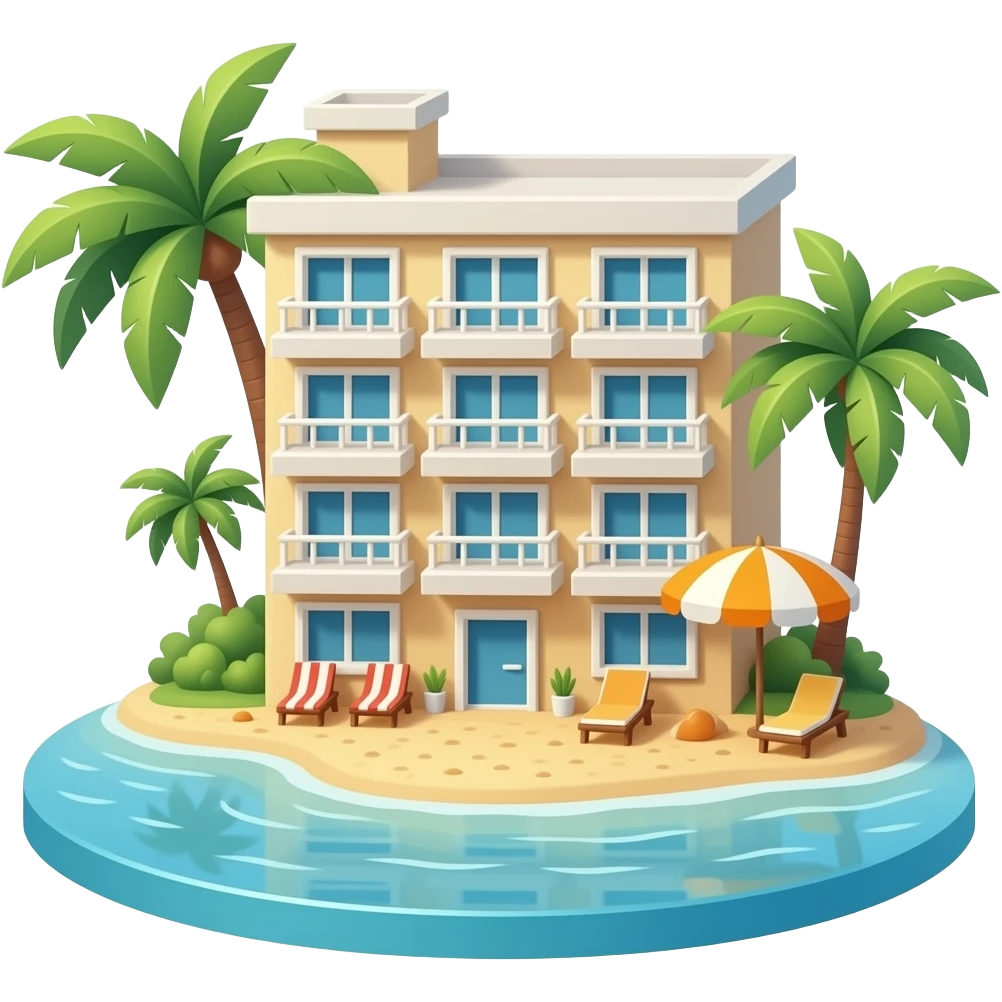 Beach resort  building emoji no background emoji