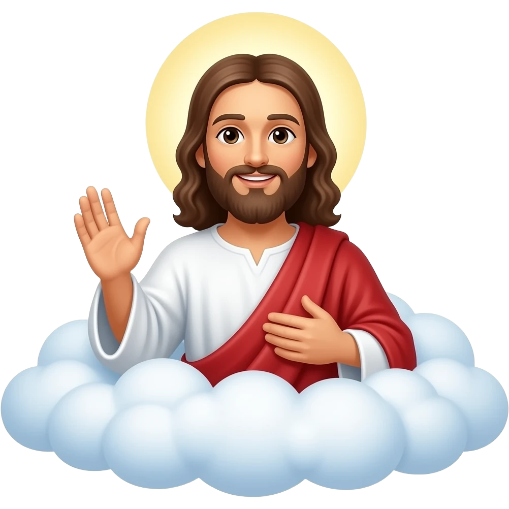 Jesus declaring in the clouds emoji