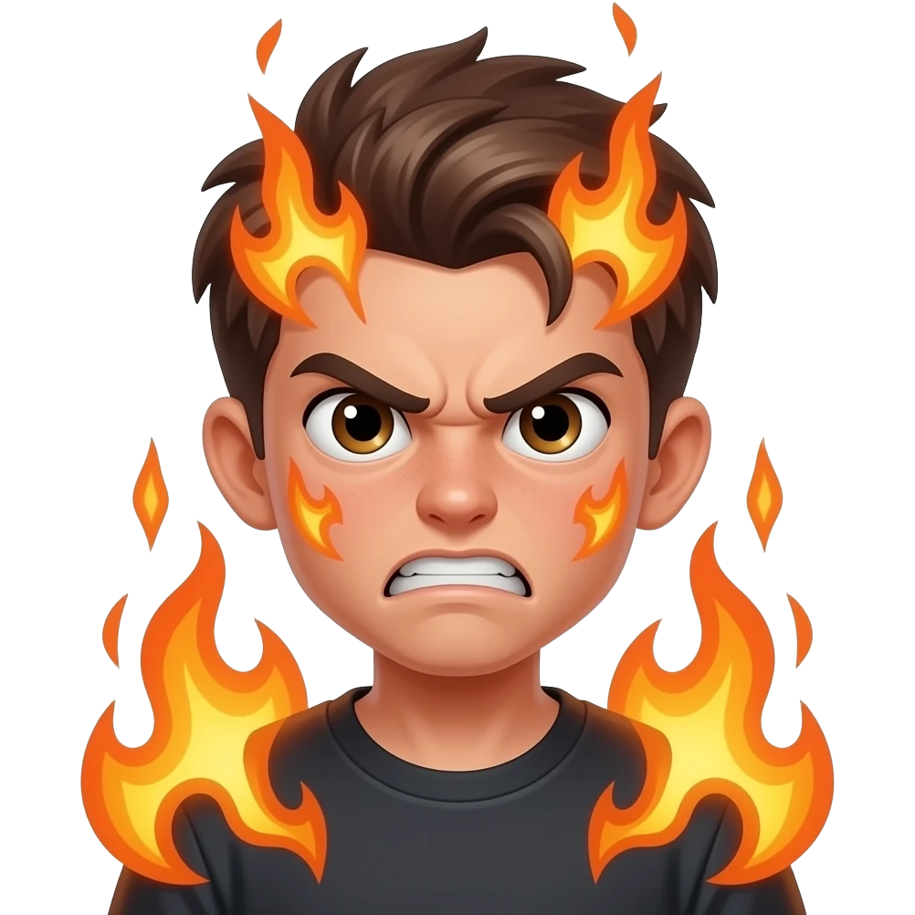 ANGRY boy on fire emoji