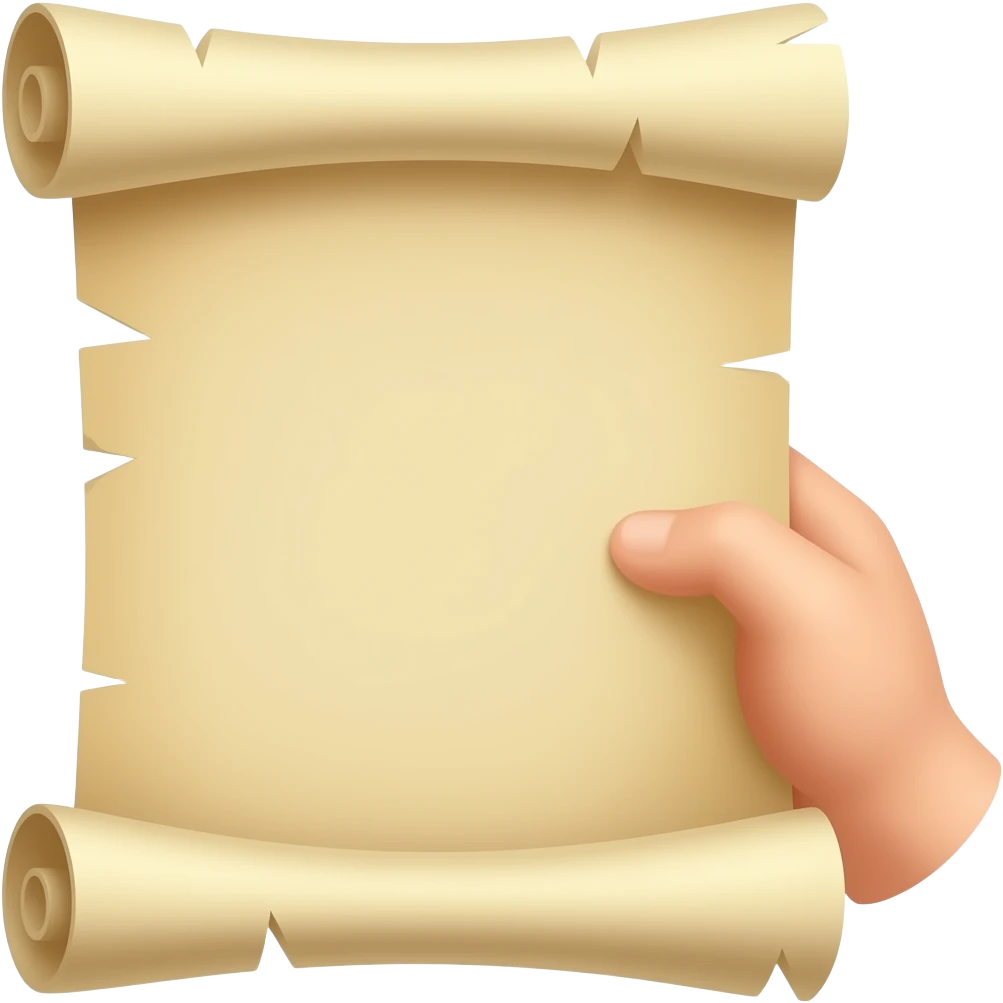 parchemin tenu à la main emoji