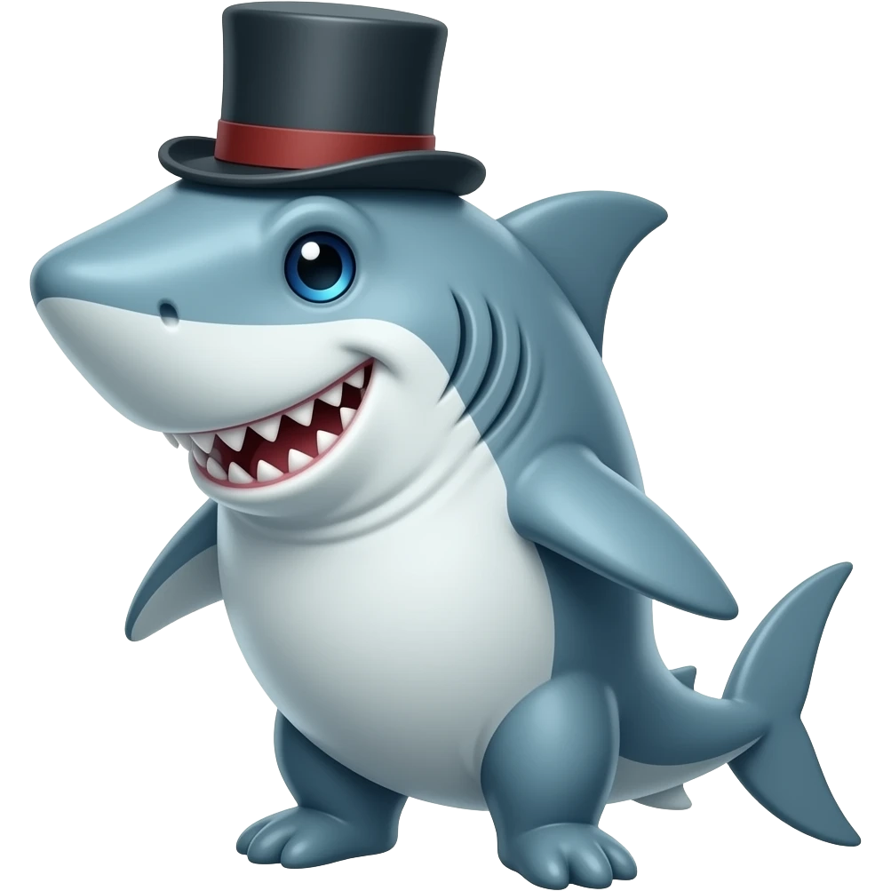 Shark with a top hat emoji