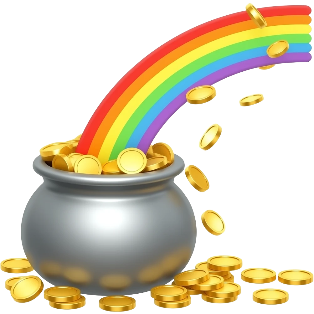 Cre un arcoiris y al final pon una olla llena de oro emoji