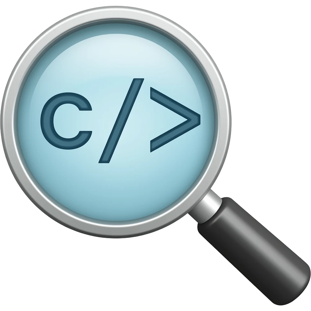 magnifier and code snippet emoji