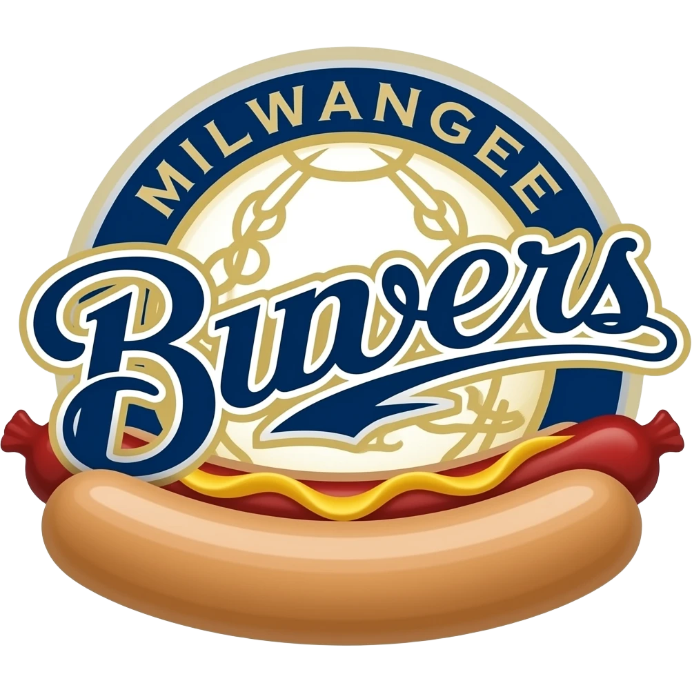 Milwaukee Brewers logo with sausage mascot emoji