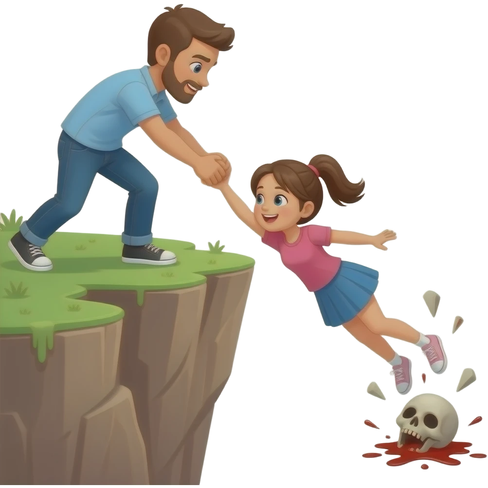 Pushing a girl on a cliff so she falls down and die emoji