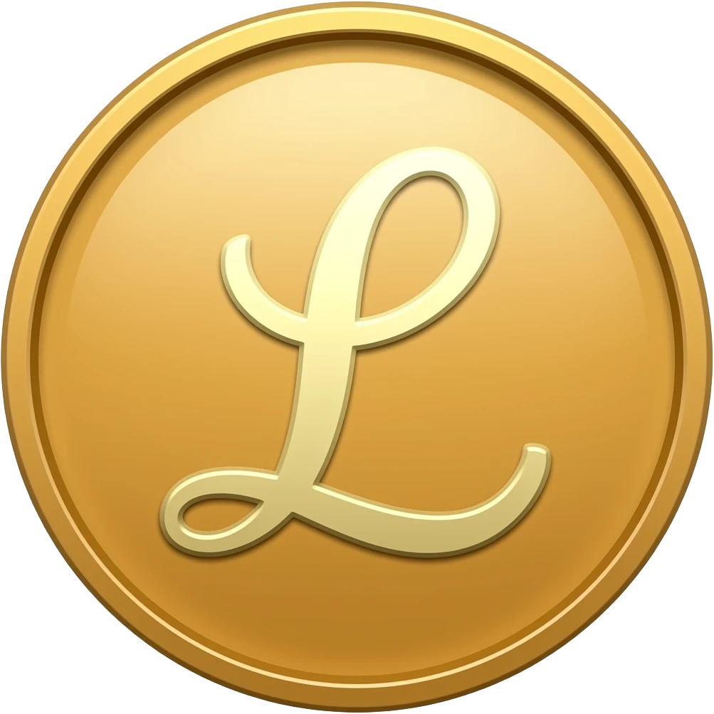 coin with the letter "L" in curvy fancy letters emoji