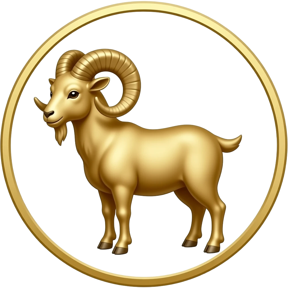 capricorn goat in full gold circle emoji