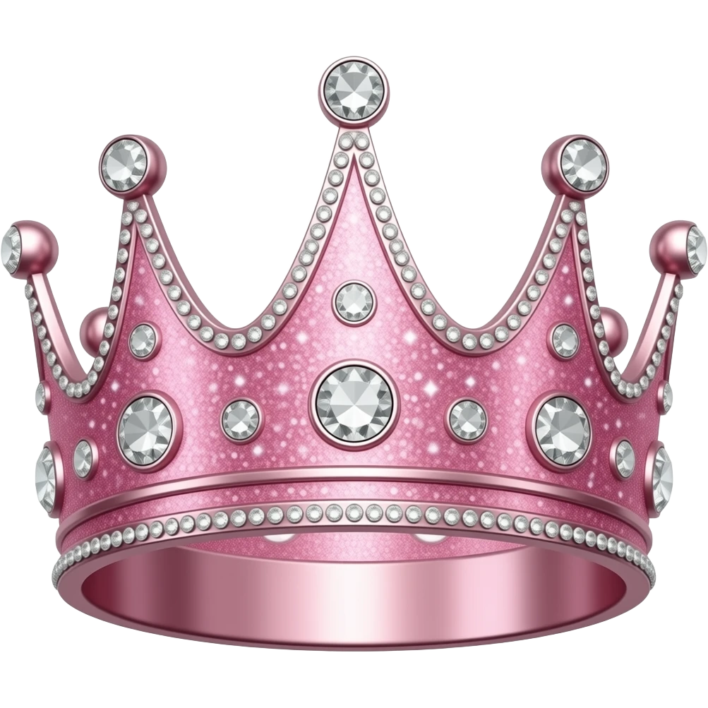 Pink shiny crown with diamonds and sparkles emoji