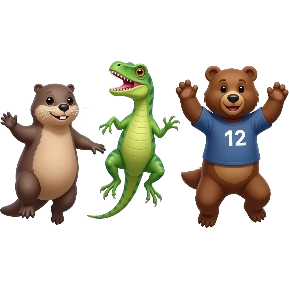 Platypus and dinosaurs and lizards and bear jumping emoji | AI Emoji ...