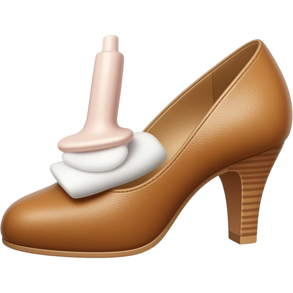 She polishes the shoes. emoji