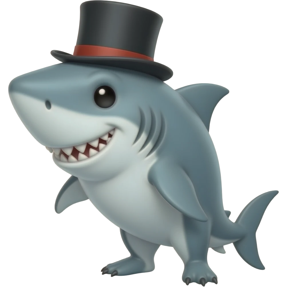 Shark with a top hat emoji