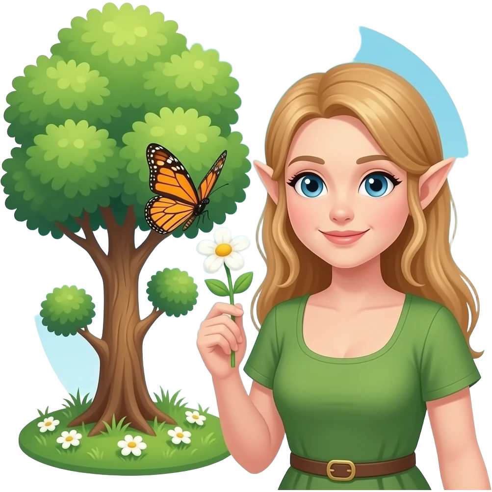🧝🏻‍♀️🌺🌳🦋🌞 emoji