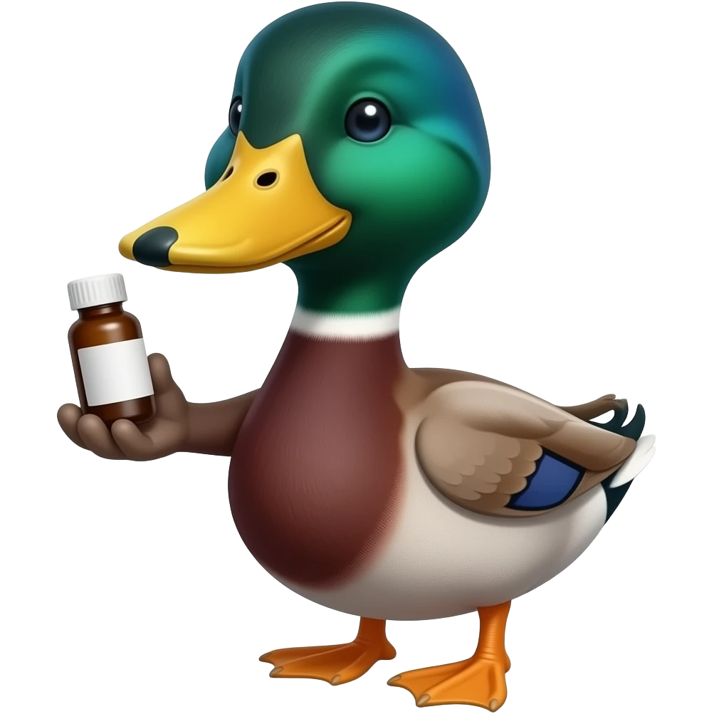 Duck having medicine emoji