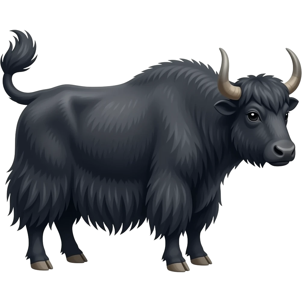 himalayan Yak with pile of poo at rear and tail up emoji