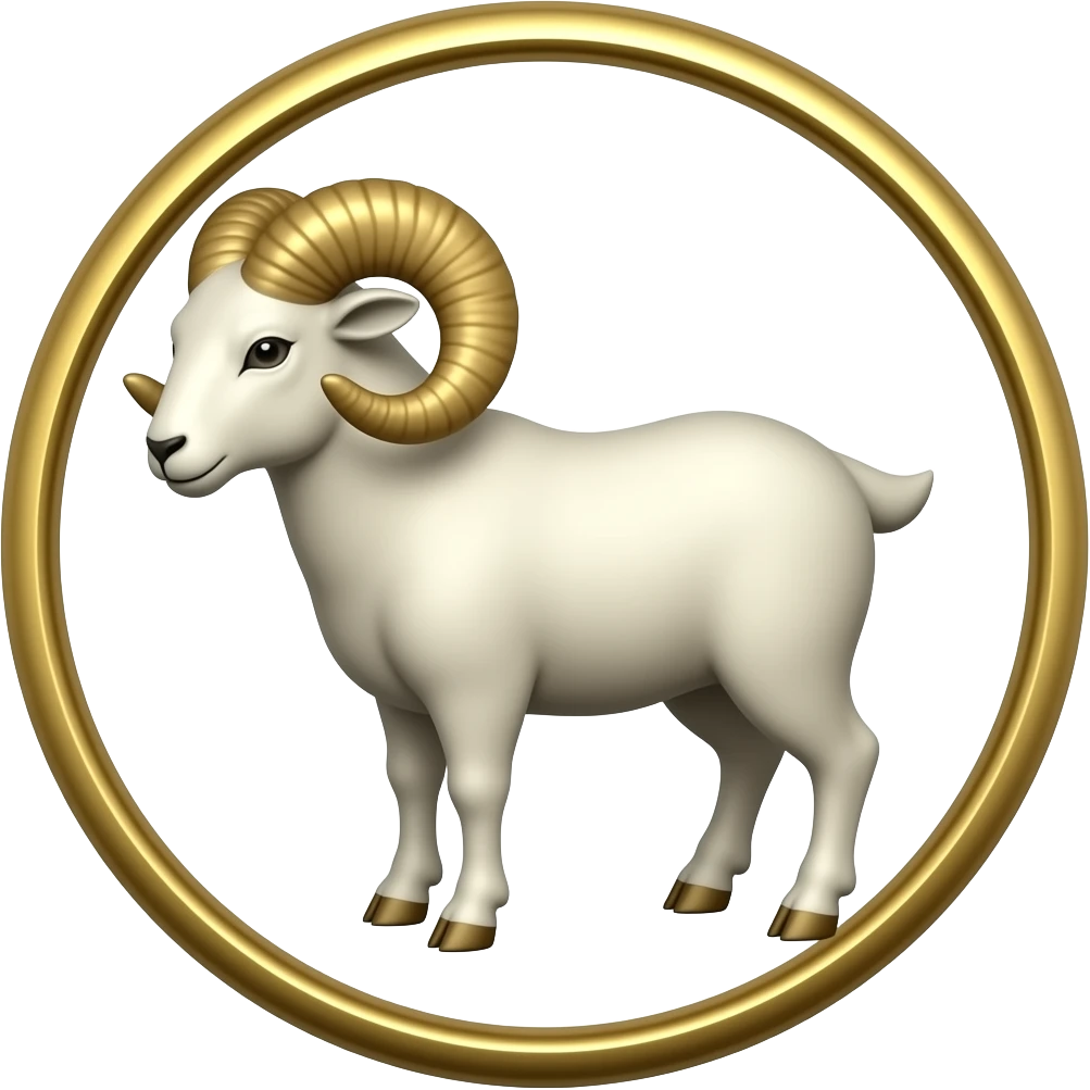 aries ram in full gold circle emoji