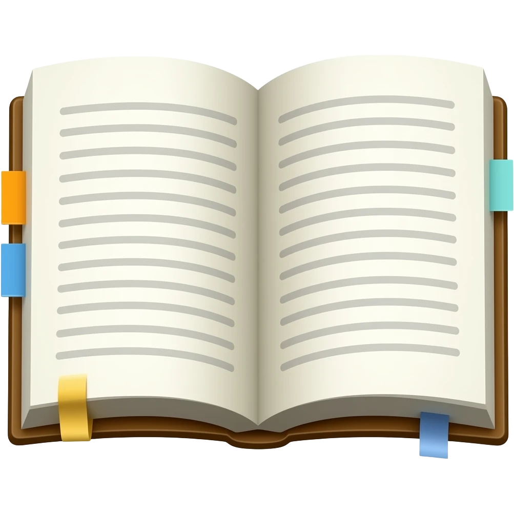 open book with tabs and notes emoji