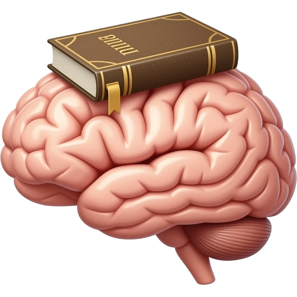 a brain with a bible on it emoji