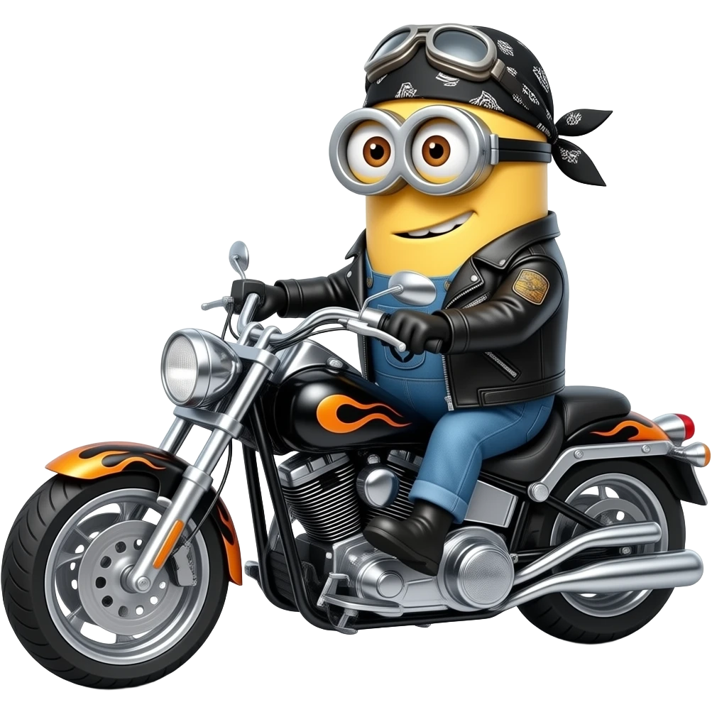 Minion en moto estilo banda motera emoji