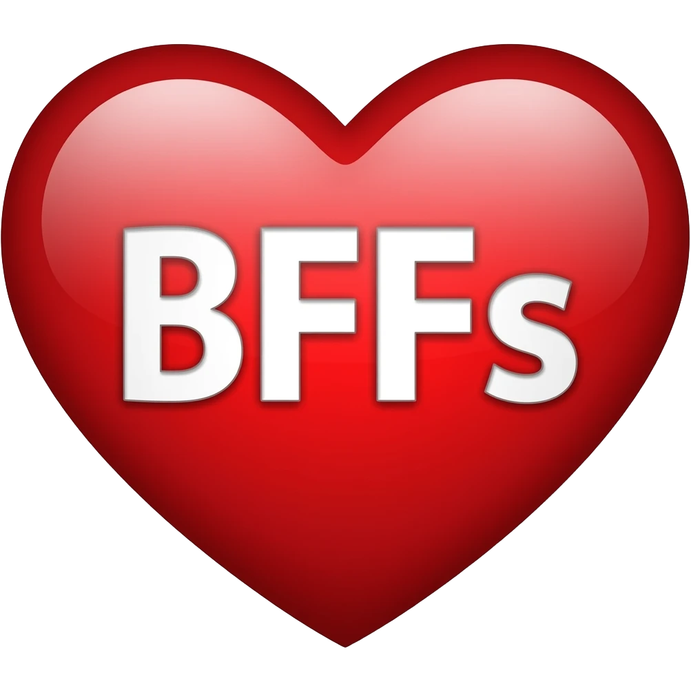 the acronym BFFs in a heart emoji