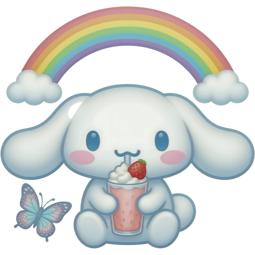 Rainbow cinnamoroll strawberry milkshake butterfly by sanrio emoji