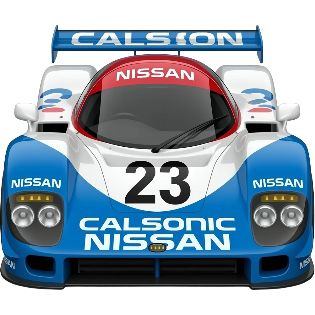 1991 Nissan R91cp LeMon race car, #23 Calsonic Nissan race livery emoji