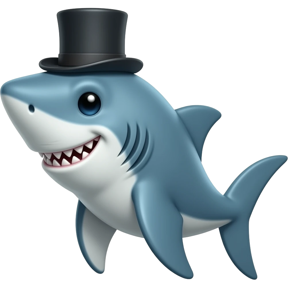 Shark with a top hat emoji