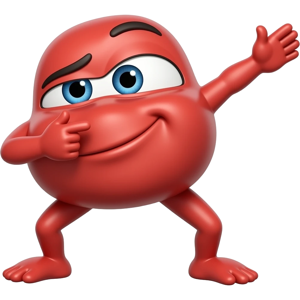 Relâmpago McQueen com braços e pernas fazendo o gesto "dab" emoji