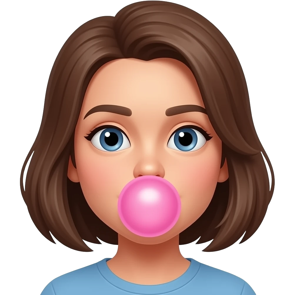 Bubblegum poping on face emoji