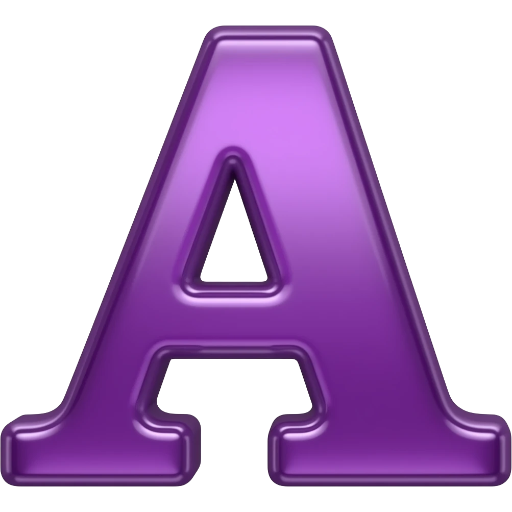 royal purple letter a in a cursive style emoji