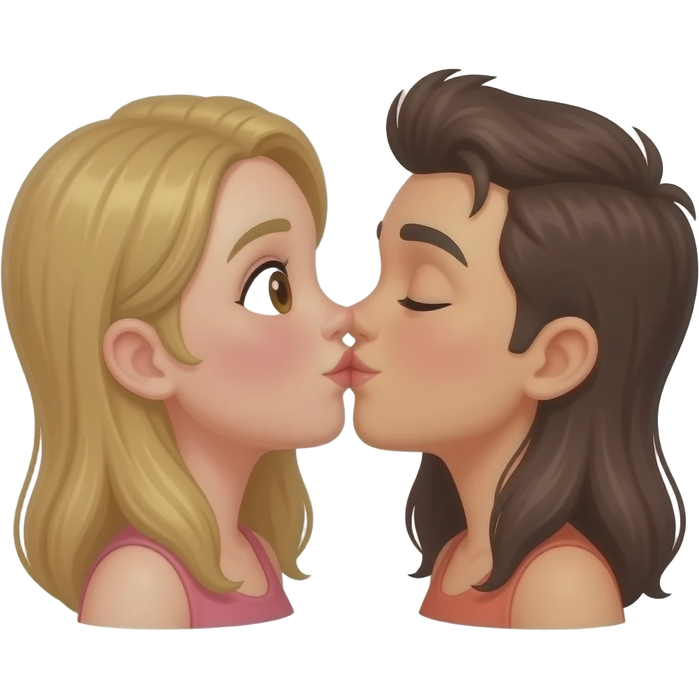 2 emojis passionately kissing each other emoji