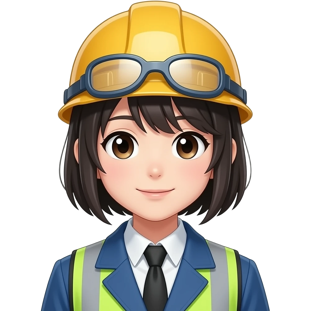 3d style, anime engineer female emoji