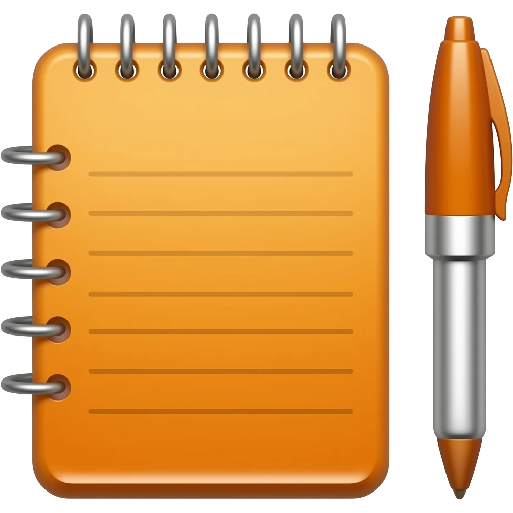 orange notebook and pen emoji
