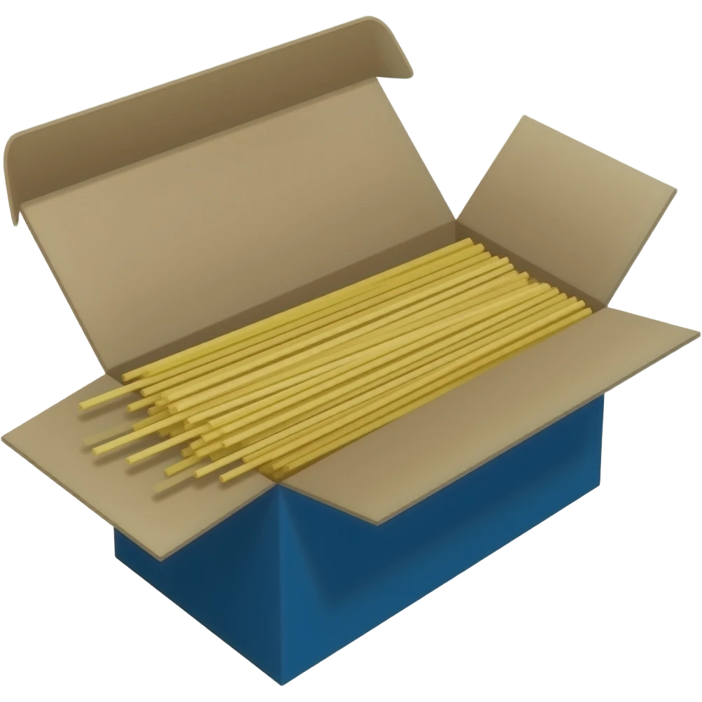 grocery store narrow rectangle blue carboard box of flat uncooked ...