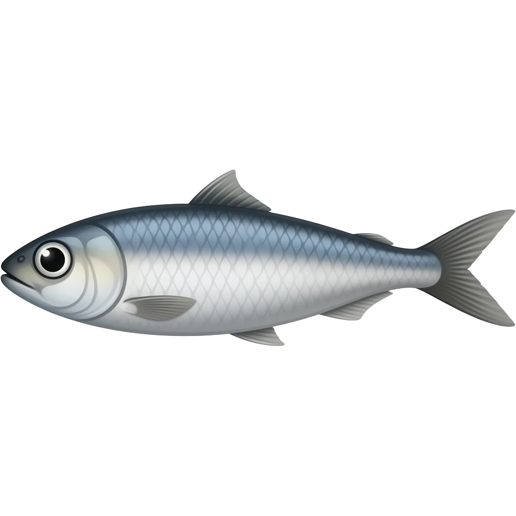 Add a silver metal sardine emoji