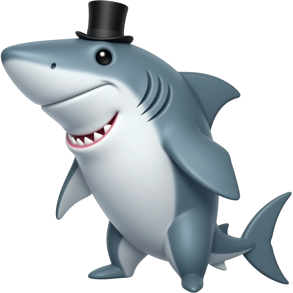 Shark with a top hat emoji