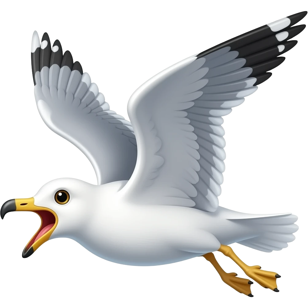 flying screaming seagull emoji