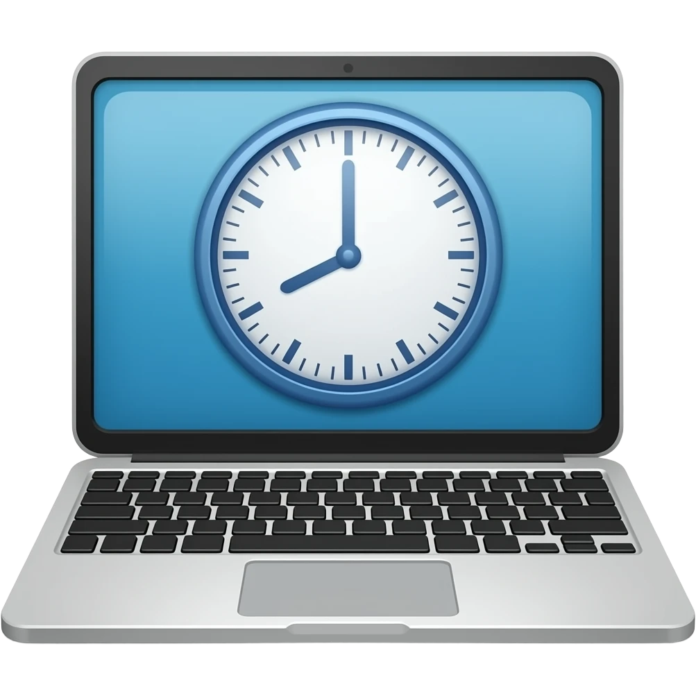 laptop with time icon on the top emoji