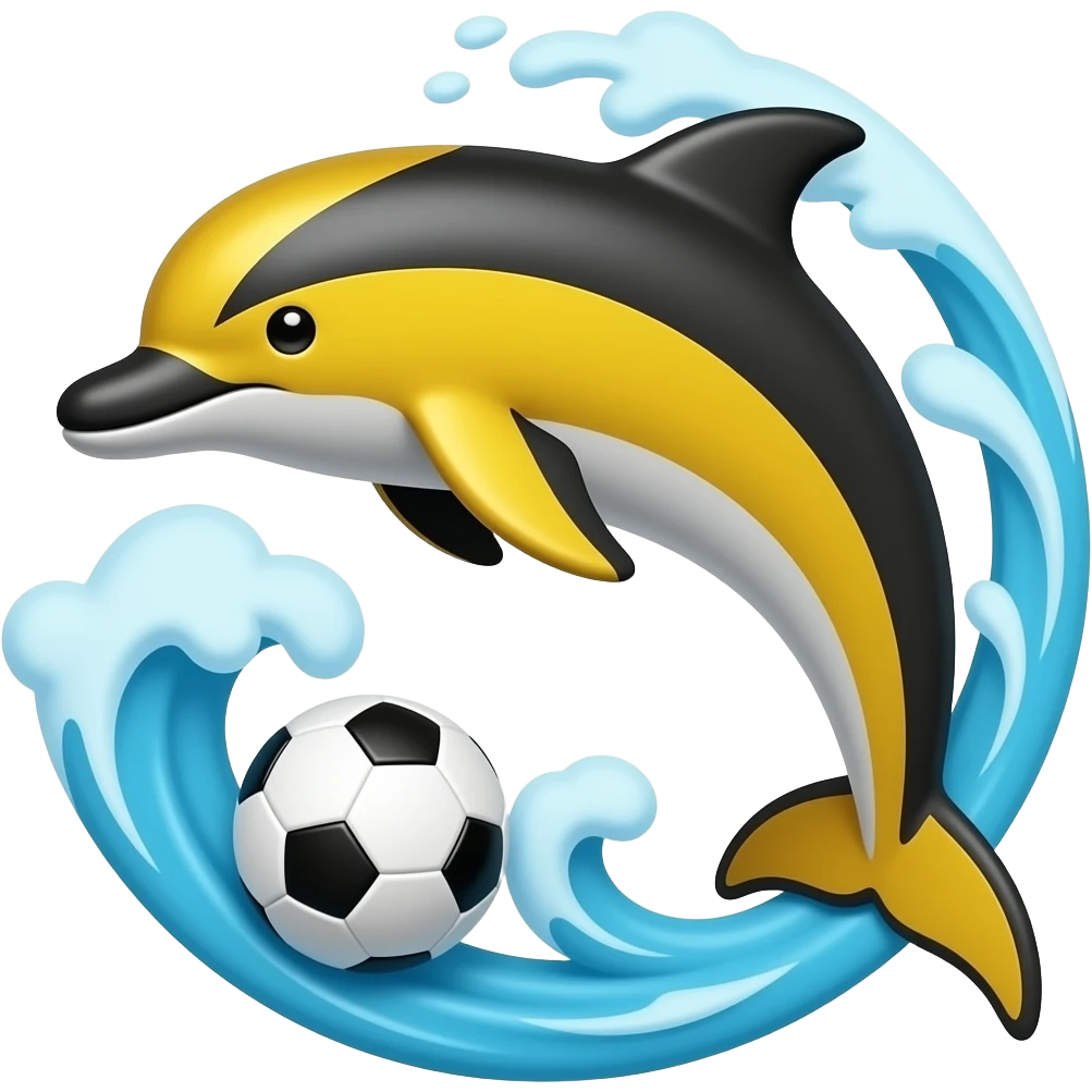 yelllow black dolphin circle wave soccerball emoji